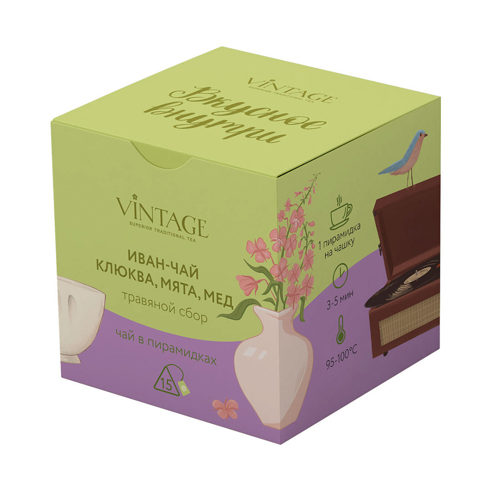 Иван-чай клюква, мята, мед, Винтаж н-р пирамидки 15 шт. product image
